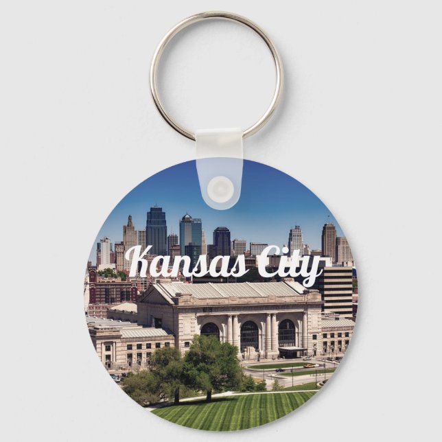 Kansas City Missouri with downtown photo Keychain (Front)