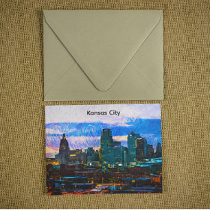 Kansas City Oil Paint Panorama View Vintage Postcard