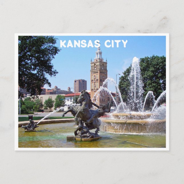 Kansas City Plaza Fontaine Photo Carte postale (Devant)