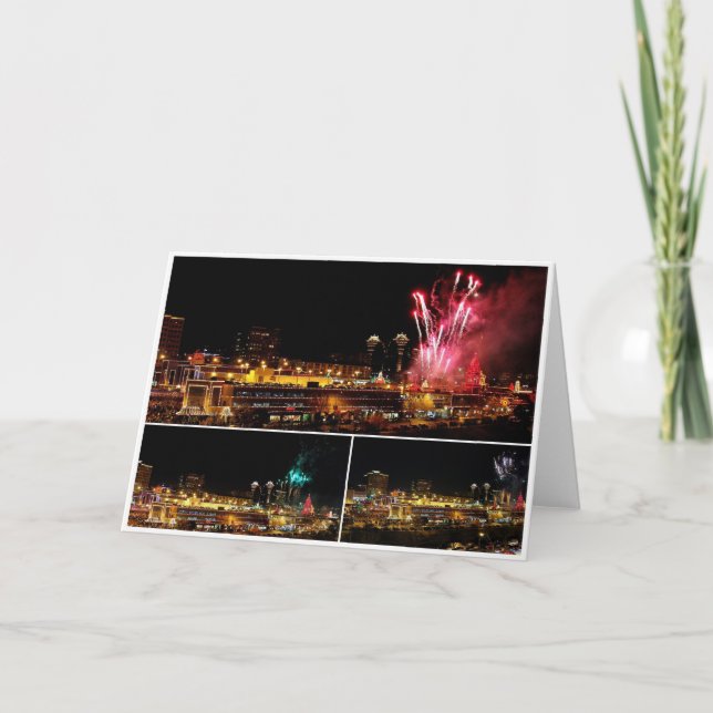 Kansas City Plaza Lights Collage, Fireworks Holiday Card (Front)