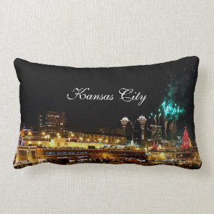 Kansas City Plaza Lights, Fireworks Lumbar Pillow