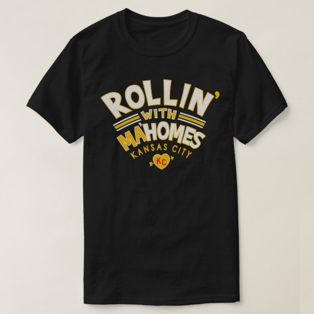 Kansas City Red Rollin With Mahomes KC Retro Style T-Shirt (Design Front)