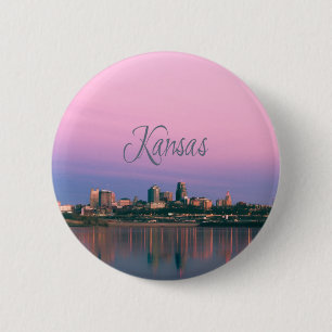 Kansas City Sky Line Sunset 2 Inch Round Button