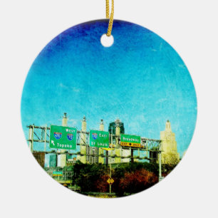 Kansas City Skyline Ceramic Ornament