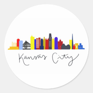 Kansas City Skyline Classic Round Sticker