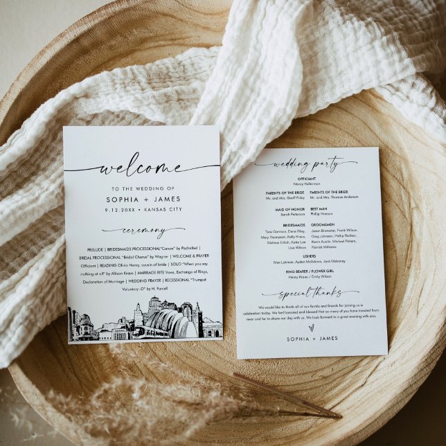 Kansas City Skyline Wedding Program 5x7 Flat Card (Creator Uploaded)