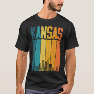 Kansas City USA Retro Vintage Sunset Skyline Kansa T-Shirt