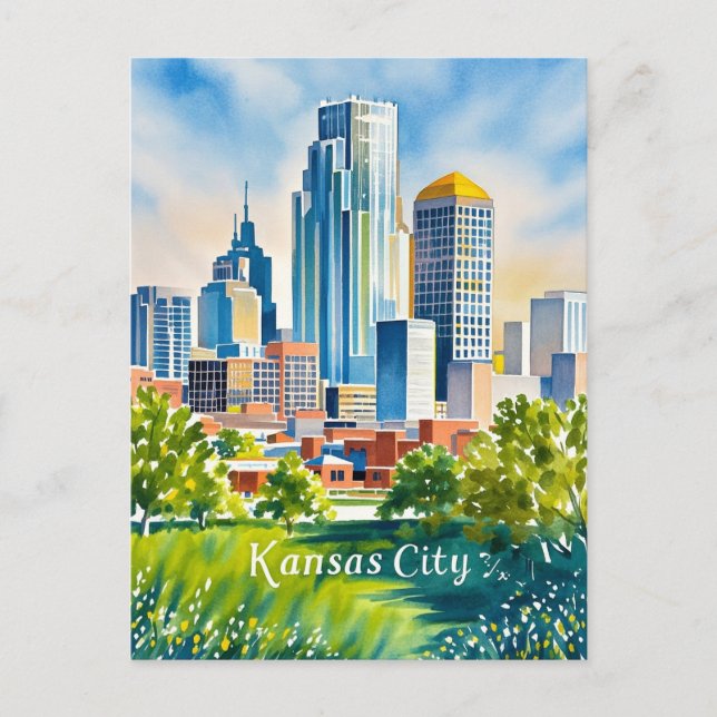 Kansas City water colour Postcard (Front)