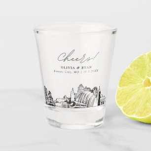 Kansas City Wedding Favour Personalized Cheers Shot Glass