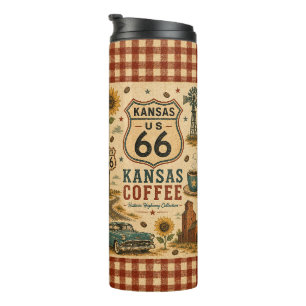 Kansas Coffee Run Route 66 Style Thermal Tumbler