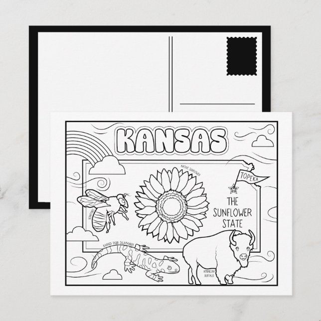 kansas colour me collage postcard (Front/Back)
