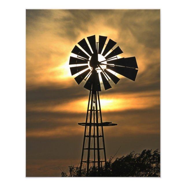 Kansas colourful Sunset with clouds and the Sun Photo Print (Front)