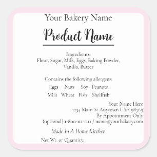 Kansas Cottage Food Business Pink Baking Étiquette