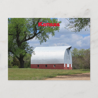 Kansas country Red Barn Postcard