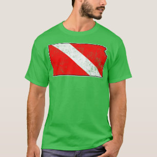 Kansas Dive Flag Scuba Diving State Map Dive Flag T-Shirt