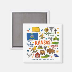 Kansas Family Trip Keepsake Personalized Magnet