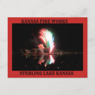 Kansas Fire Works at Night Post Card