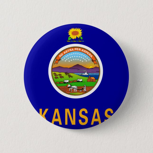 Kansas Flag 2 Inch Round Button (Front)