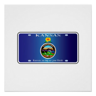 Kansas Flag License Plate Poster