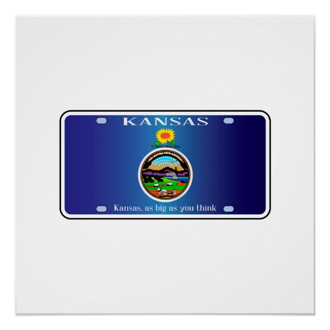 Kansas Flag License Plate Poster (Front)