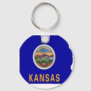 Kansas Flag Map Keychain
