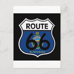 Kansas Flag Route 66 Shield Postcard