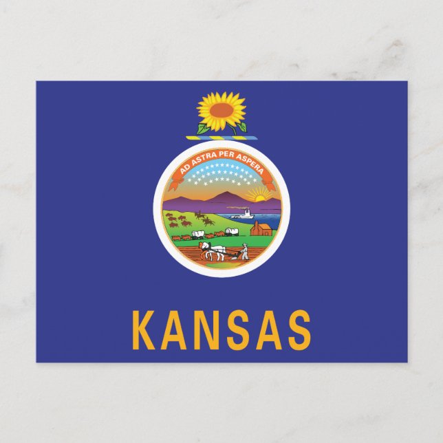 Kansas Flag Sunflower Seal & Ad Astra Souvenir Postcard (Front)