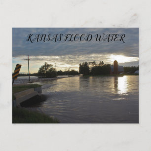 Kansas Flood water over a road Post Card