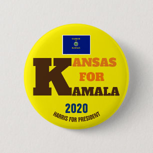 Kansas for Kamala Harris for President 2020 2 Inch Round Button
