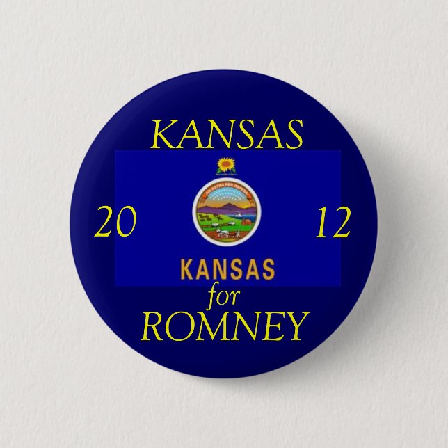 Kansas for Romney 2012 2 Inch Round Button (Front)