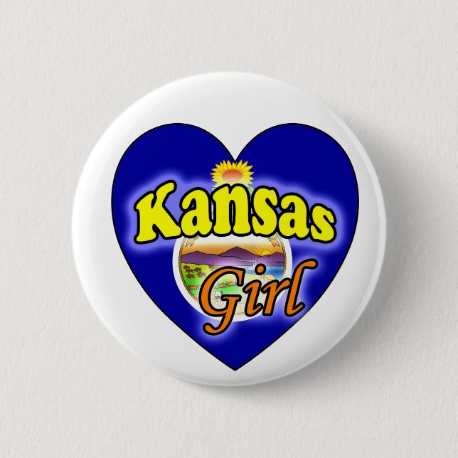 Kansas Girl 2 Inch Round Button (Front)