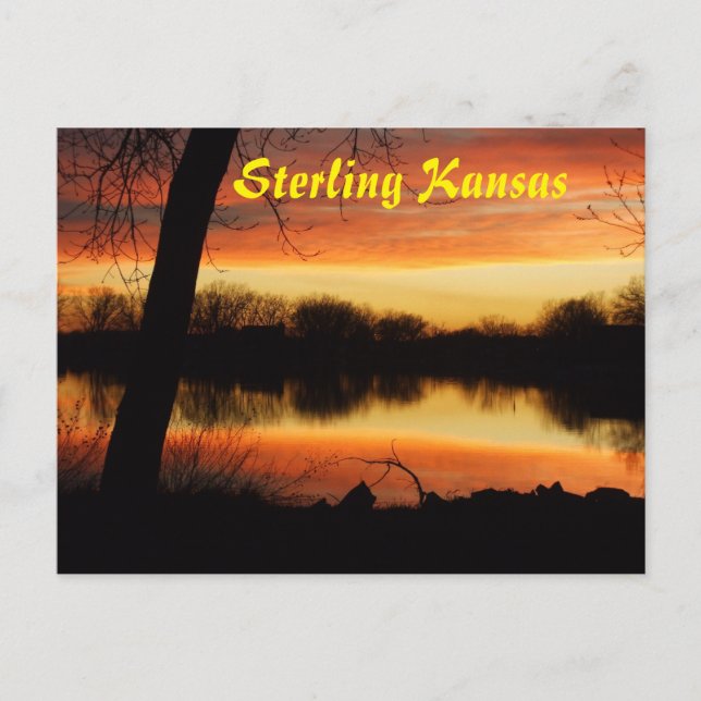 Kansas Golden Sunset Reflection Post Card (Front)