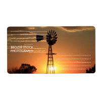Kansas Golden Windmill  Silhouette Shipping Label