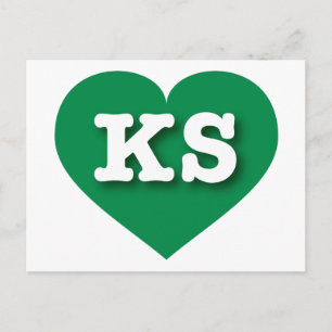 Kansas Green Heart - I love KS Postcard
