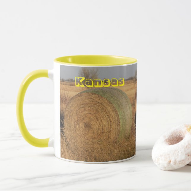 Kansas Hay Bale Coffee Mug (Avec donut)