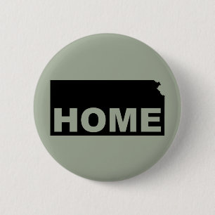 Kansas Home Away From State Button Badge Pin