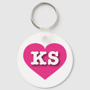 Kansas Hot Pink Heart - I love KS Keychain
