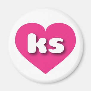 Kansas hot pink heart - I love ks Magnet
