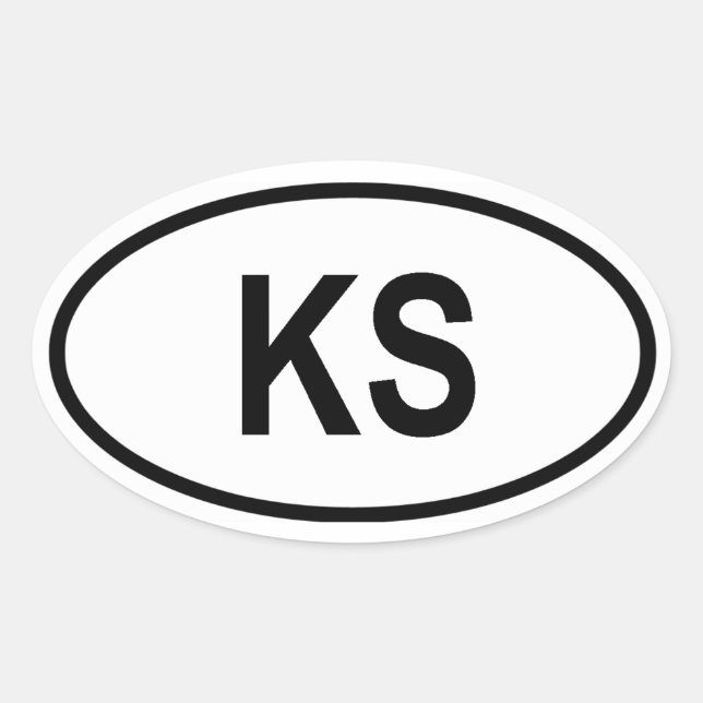 Kansas "KS" Oval Sticker (Front)