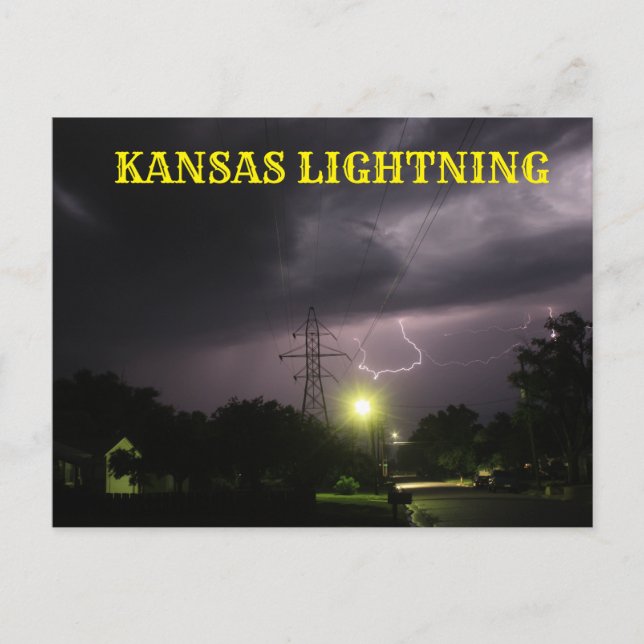 Kansas Lightning over Hutchinson Kansas Post Card (Front)
