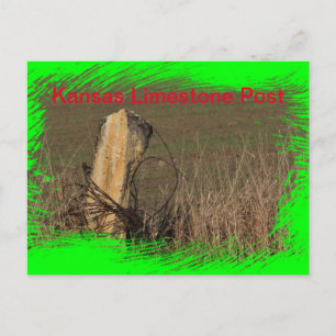 Kansas Limestone Post shot closeup on a POST CARD! Postcard