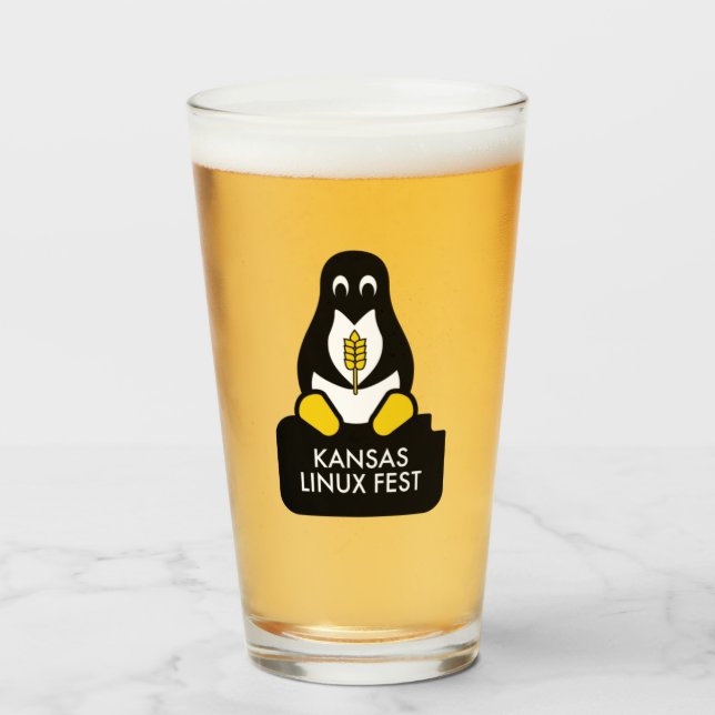 Kansas Linux Fest Beer Glass (Front Filled)