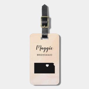 Kansas Map Luggage Tag, Wedding Party Welcome Luggage Tag