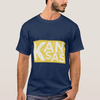 Kansas Map Typography Gold T-Shirt