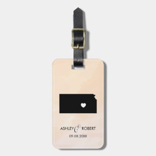 Kansas Map Wedding Luggage Tag, Couple's Name Luggage Tag