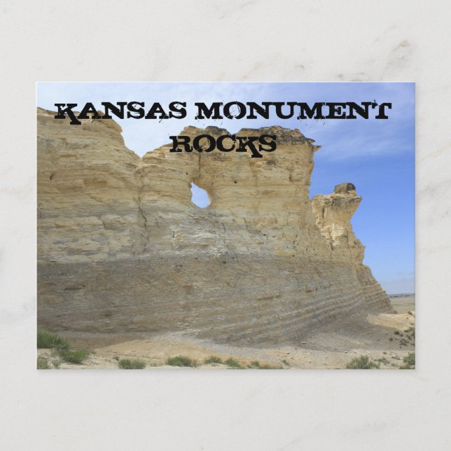 Kansas Monument Rocks avec ciel bleu Carte postale (Devant)