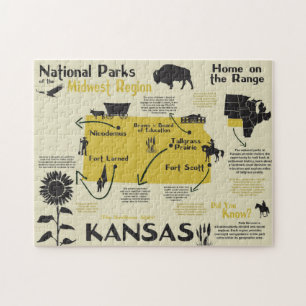 Kansas National Parks Infographic Map Jigsaw Puzzle