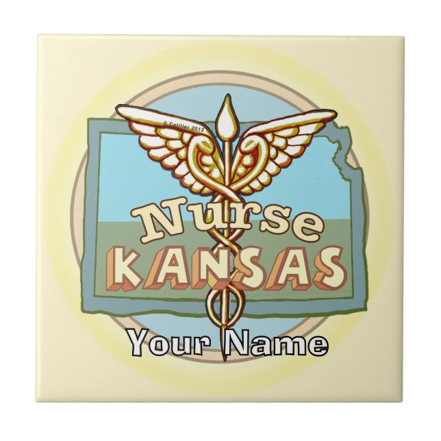 Kansas Nurse Caduceus Tile (Front)