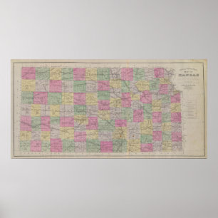 Kansas Official Topographical State Atlas Poster