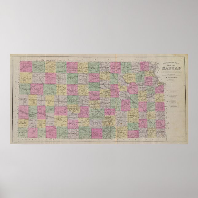 Kansas Official Topographical State Atlas Poster (Front)